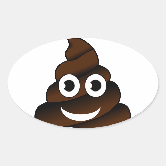 Pegatina Ovalada emoji de poop divertida (Anverso)