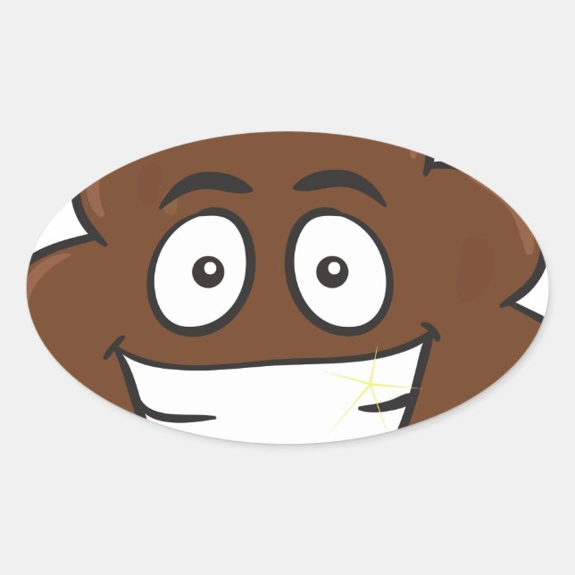 Pegatina Ovalada emoji de poop divertida (Anverso)