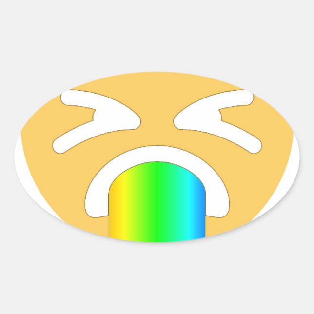 Pegatina Ovalada emoji de puke arco iris (Anverso)