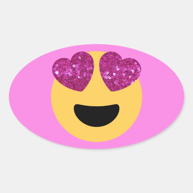 Pegatina Ovalada emoji del ojo del corazón (Anverso)