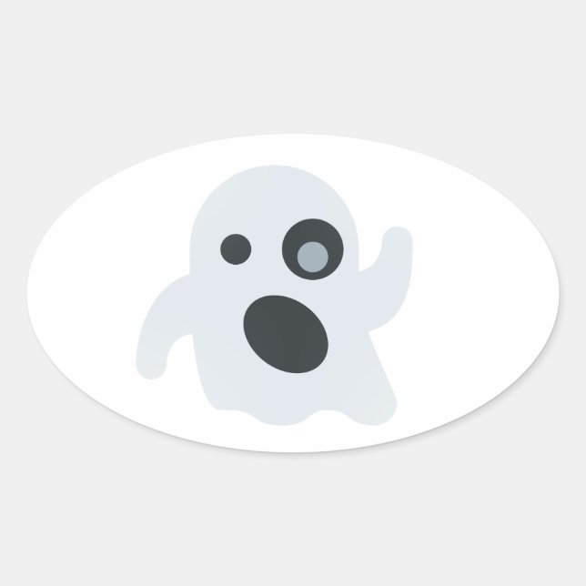 Pegatina Ovalada emoji fantasma (Anverso)