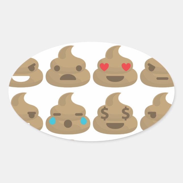 Pegatina Ovalada emojis de poop (Anverso)