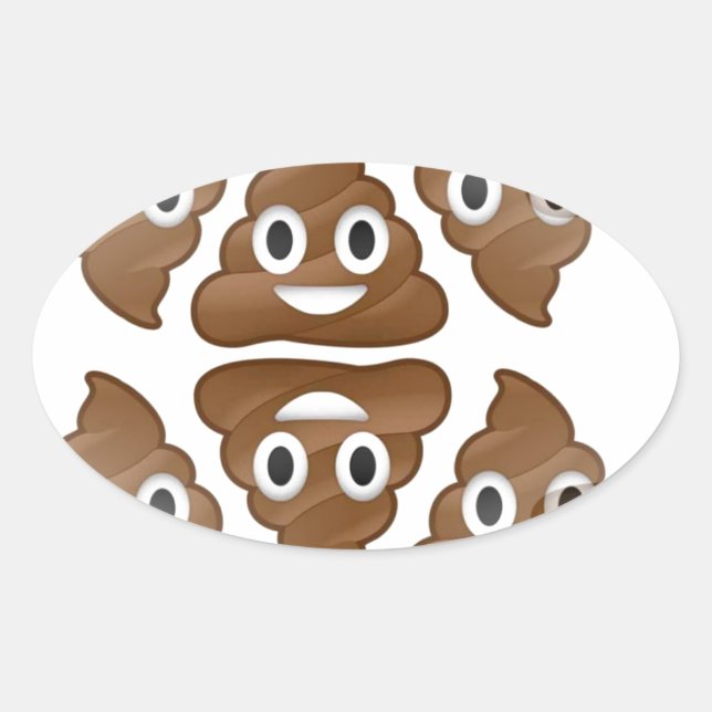 Pegatina Ovalada emojis de poop (Anverso)