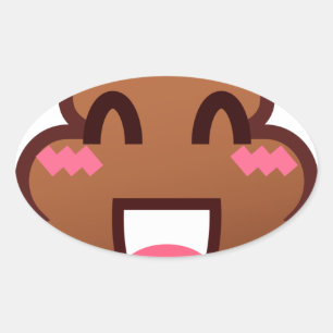 Pegatina Ovalada emojis de poop kawaii