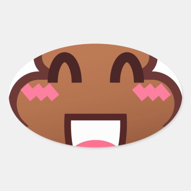 Pegatina Ovalada emojis de poop kawaii (Anverso)