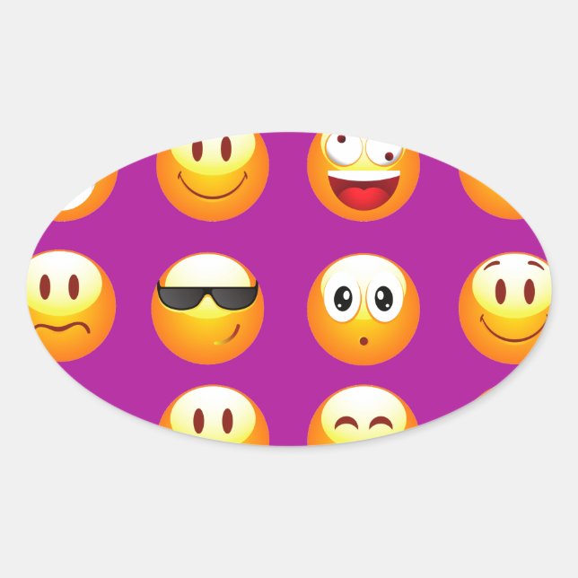 Pegatina Ovalada emojis moradas (Anverso)