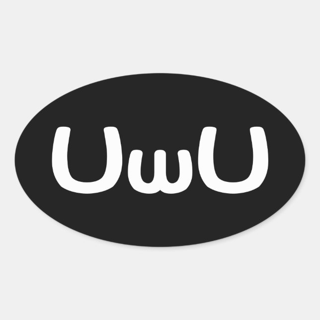 Pegatina Ovalada Emoticon de Anime Face Feliz (Anverso)