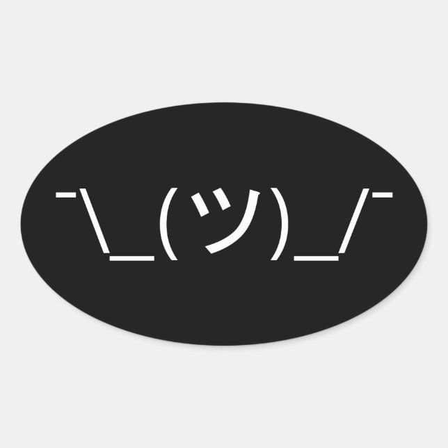 Pegatina Ovalada Emoticon de arbusto ¯\_(ツ)_/ Ø Kaomoji japonés (Anverso)