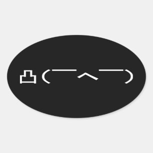 Pegatina Ovalada Emoticon japonés Kaomoji enojado del dedo medio de