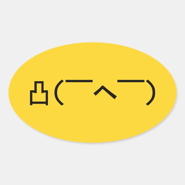 Pegatina Ovalada Emoticon japonés Kaomoji enojado del dedo medio de (Anverso)