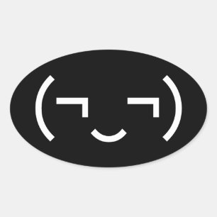 Pegatina Ovalada Emoticon smug (‿) Kaomoji japonés