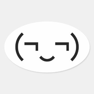 Pegatina Ovalada Emoticon smug (‿) Kaomoji japonés