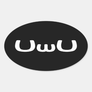 Pegatina Ovalada Emoticono de Anime Face Feliz