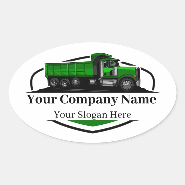 Pegatina Ovalada Empresa de transporte de camiones de volquete prof (Anverso)