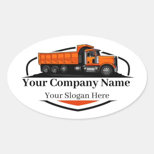 Pegatina Ovalada Empresa de transporte de camiones de volquete prof (Anverso)