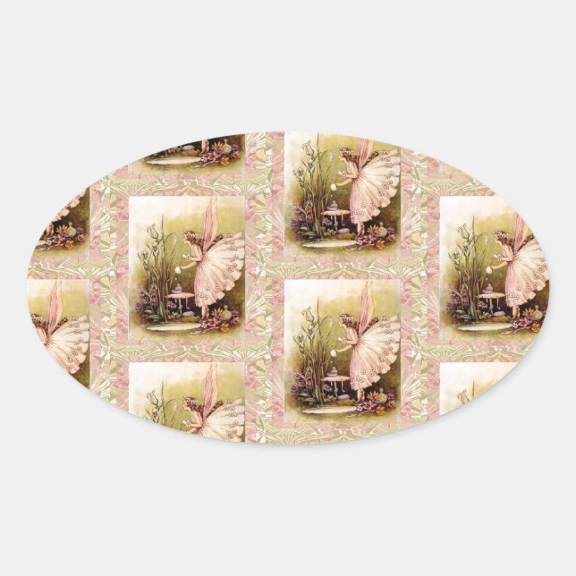 Pegatina Ovalada Encantador - Ángel de la hada (Anverso)