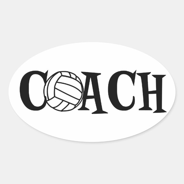 Pegatina Ovalada Entrenador de voleibol (Anverso)
