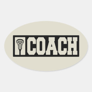 Pegatina Ovalada Entrenador: entrenador de Lacrosse