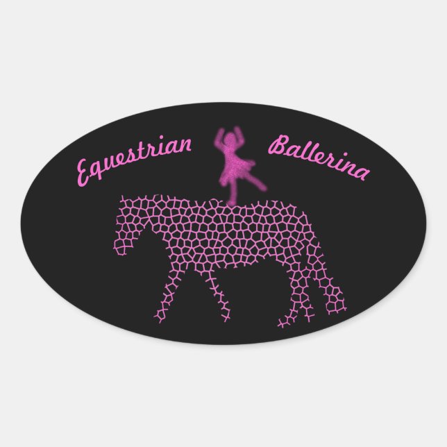 Pegatina Ovalada Equestrian Vaulting Ballerina (Anverso)