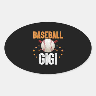 Pegatina Ovalada Equipo deportivo de la familia Gigi de béisbol
