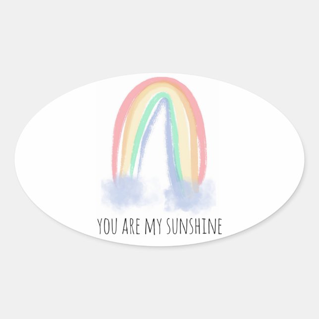 Pegatina Ovalada Eres mi arcoiris pintado con una acuarela brillant (Anverso)