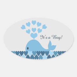 Pegatina Ovalada ¡Es un chico! Cute Whale