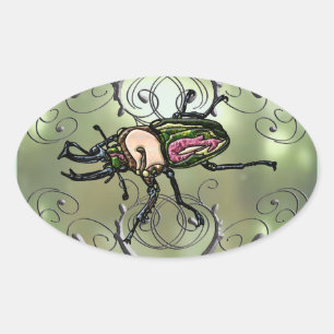 Pegatina Ovalada Escarabajo de Rainbow Stag