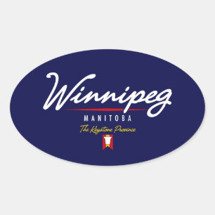 Pegatina Ovalada Escritura de Winnipeg