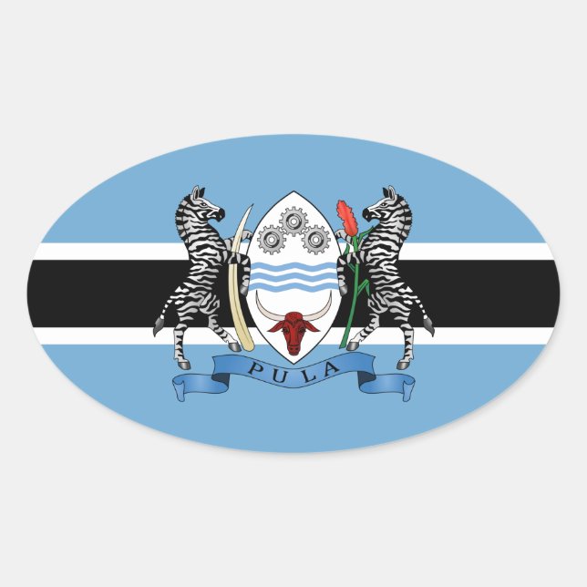 Pegatina Ovalada Escudo de armas/ bandera de Botswana (Anverso)