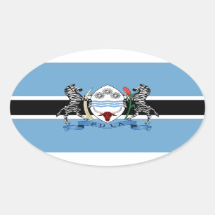 Pegatina Ovalada Escudo de armas/ bandera de Botswana