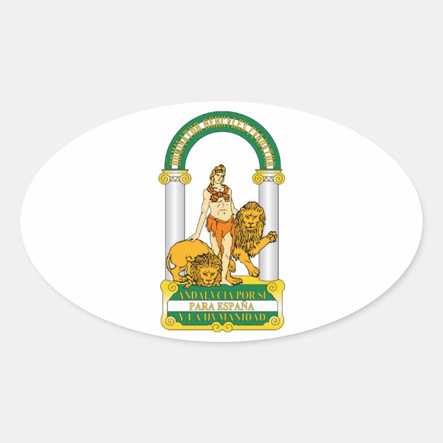 Pegatina Ovalada Escudo de armas de Andalucía (España) (Anverso)