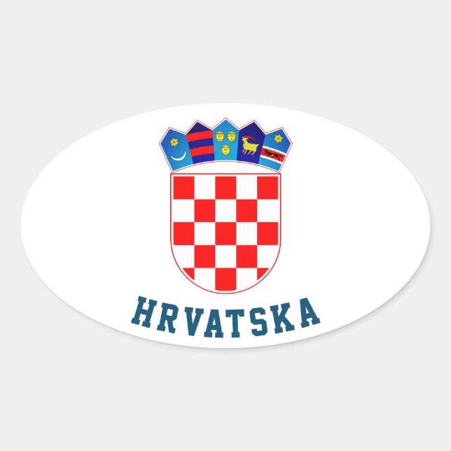 Pegatina Ovalada Escudo de armas de Croacia (Anverso)