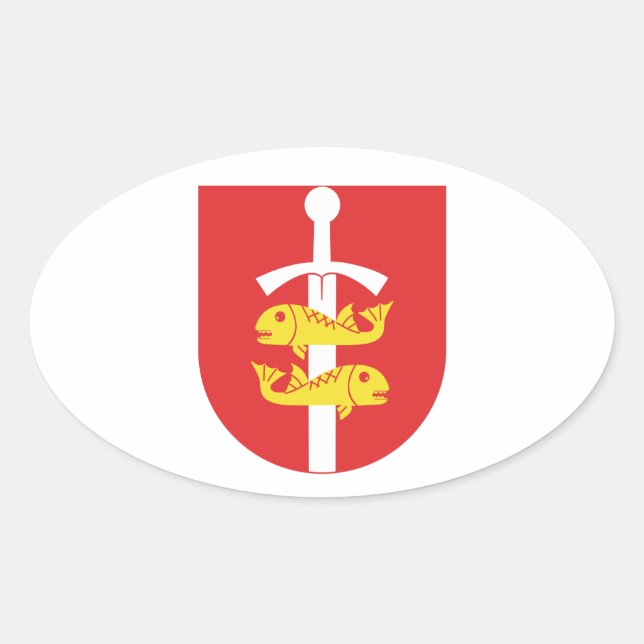 Pegatina Ovalada Escudo de armas de Gdynia, Polonia (Anverso)