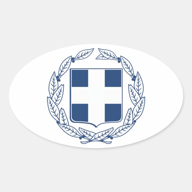 Pegatina Ovalada Escudo de armas de Grecia (Anverso)