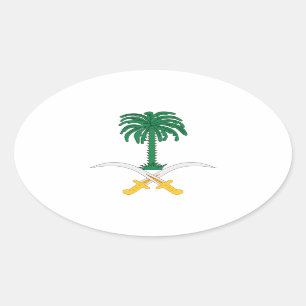Pegatina Ovalada Escudo de armas de la Arabia Saudita