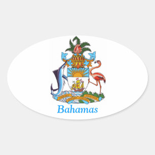 Pegatina Ovalada Escudo de armas de las Bahamas