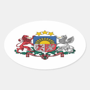 Pegatina Ovalada Escudo de armas de Letonia