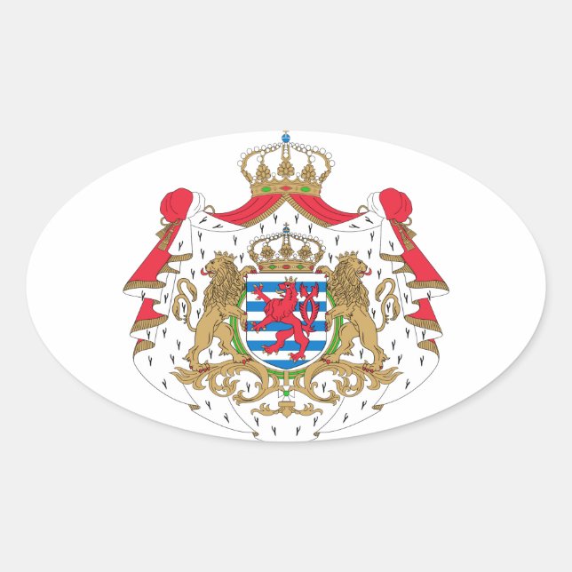 Pegatina Ovalada Escudo de armas de Luxemburgo (Anverso)