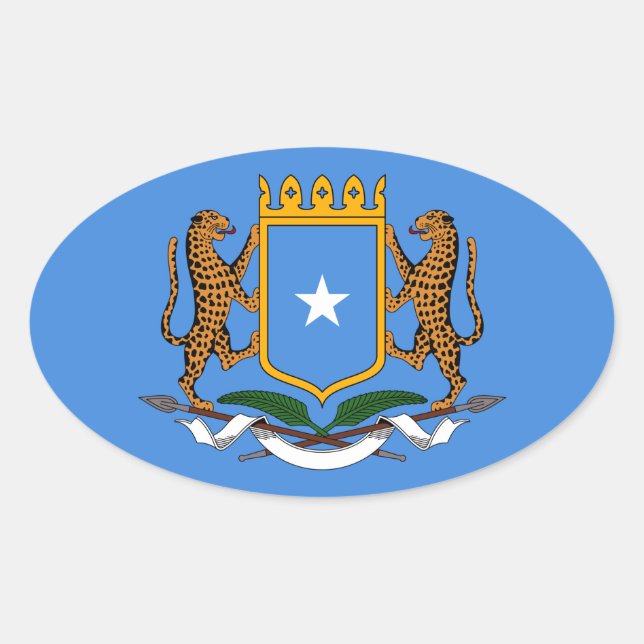 Pegatina Ovalada Escudo de armas de Somalia (Anverso)