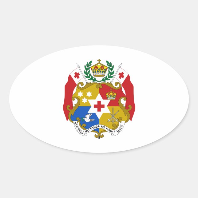 Pegatina Ovalada Escudo de armas de Tonga (Anverso)