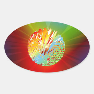 Pegatina Ovalada Esfera 3-d