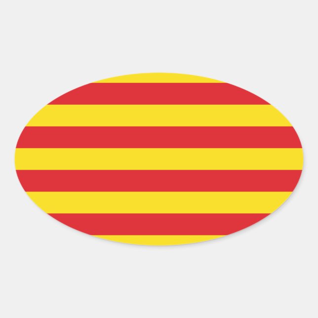 Pegatina Ovalada España: La Senyera Cataluña (Anverso)