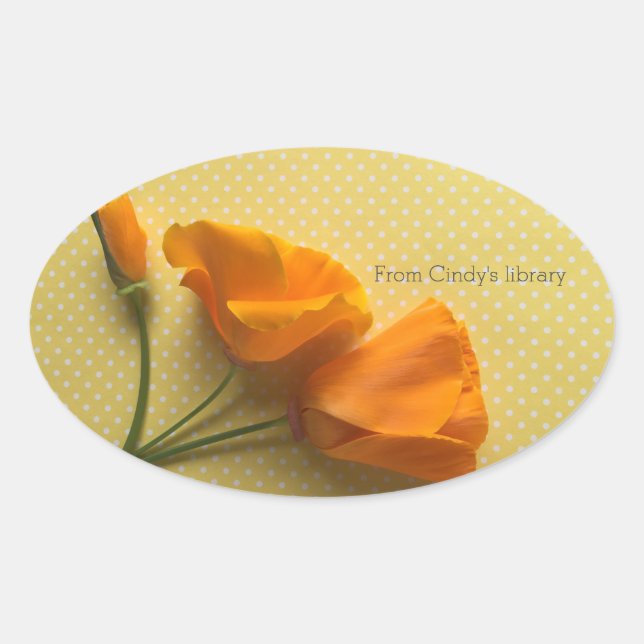 Pegatina Ovalada Espías de California sobre puntos de polka amarill (Anverso)