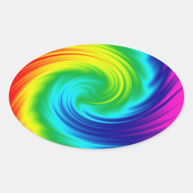 Pegatina Ovalada Espiral arcoiris (Anverso)