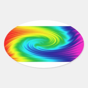 Pegatina Ovalada Espiral del arco iris
