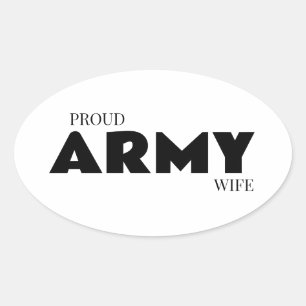 Pegatina Ovalada Esposa orgullosa del ejército