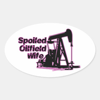 Pegatina Ovalada Esposa rosada estropeada de Oilfield