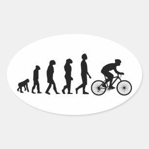 Pegatina Ovalada Esquema de evolución humana en el ciclismo moderno