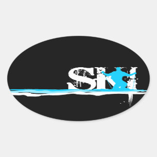 Pegatina Ovalada esquí de descenso