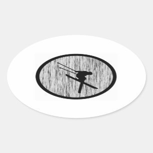 PEGATINA OVALADA ESQUÍ NOSOTROS POR FAVOR